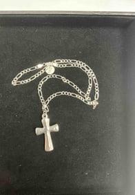 Sterling Silver 925 Cross Pendant with Chain, 22" – 19.82g