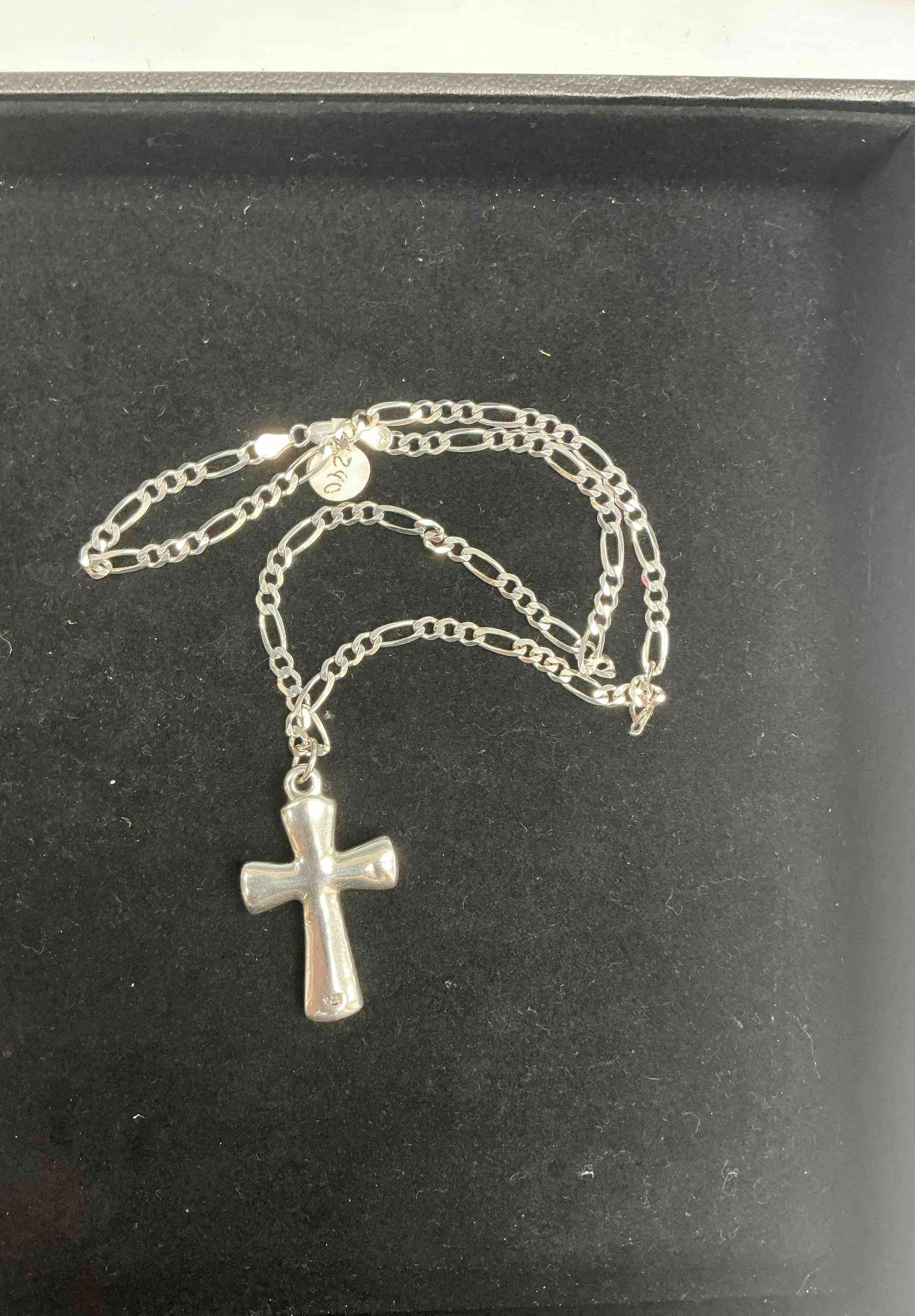 Sterling Silver 925 Cross Pendant with Chain, 22" – 19.82g (1 of 6)