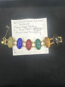 Multi-Stone Scarab Bracelet in 12K Gold