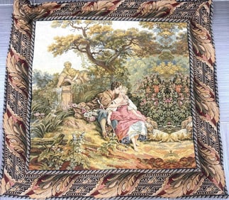 Vintage French Aubesson Style Romantic Tapestry Wall Hanging