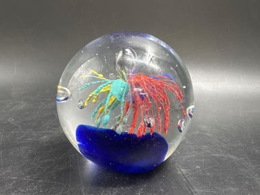 Murano-Style Art Glass Jellyfish Paperweight