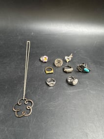 Assorted Vintage Jewelry Lot – Rings & Necklace