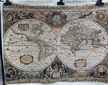 Vintage World Map Tapestry with Rod