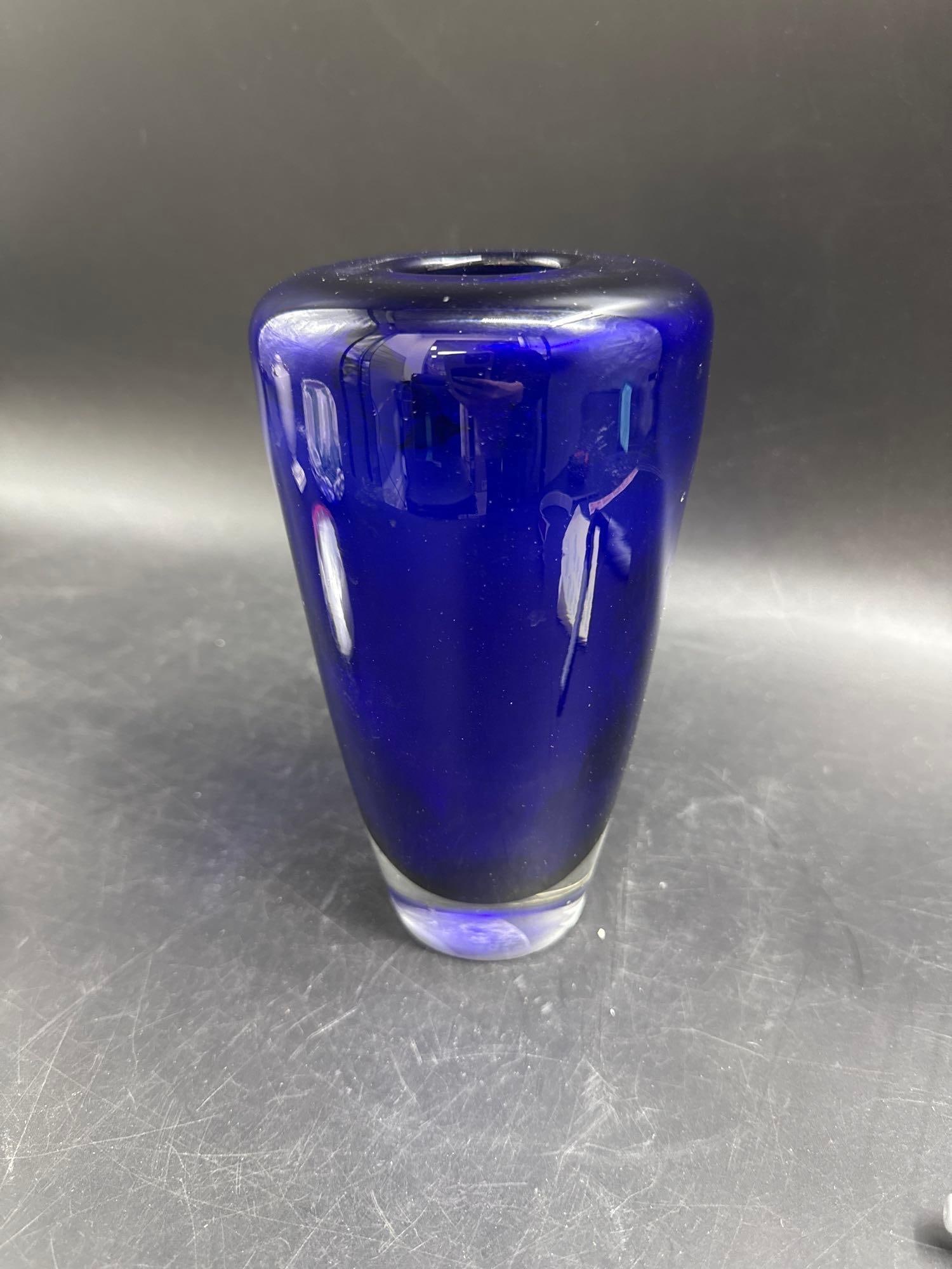 Cobalt Blue Art Glass Vase (1 of 3)