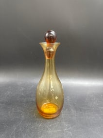 Vintage Amber Glass Decanter with Stopper