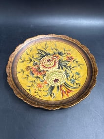 Vintage Italian Florentine Gilt Wood Floral Tray