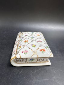 Antique Porcelain Book-Shaped Trinket Box