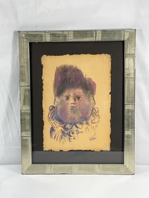 RETURNED - Botero Style Mixed Media Painting