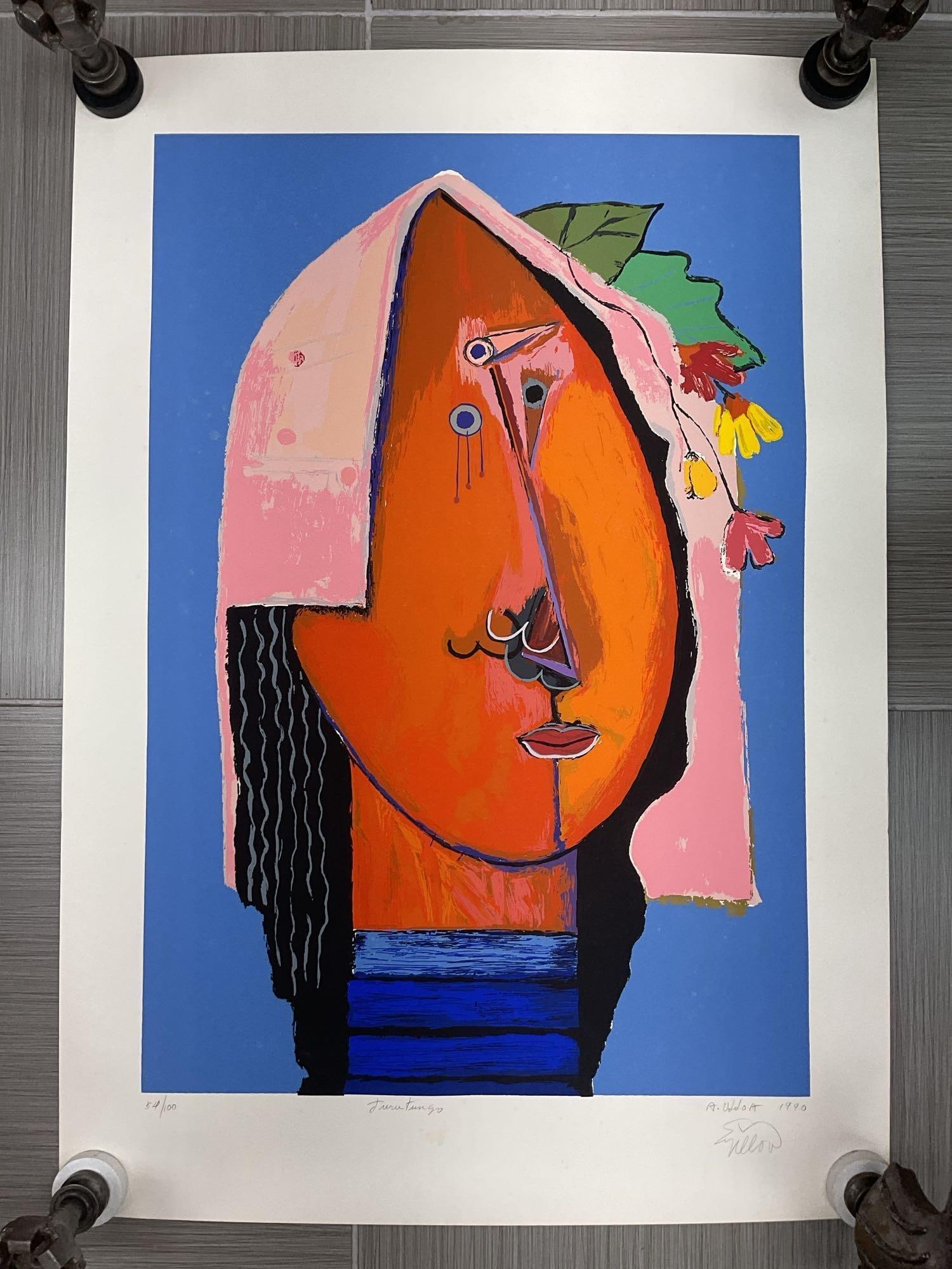 Abstract Portrait by Alberto Ulloa (Dominican Republic, 1950-2011) Serigraph (1 of 3)
