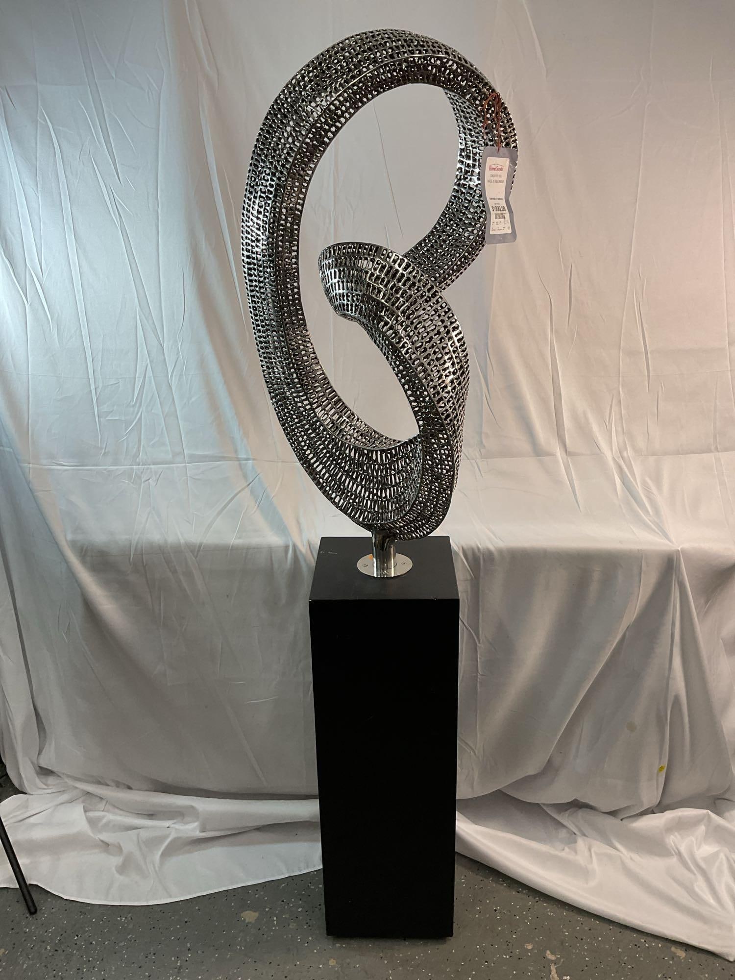 Stainless Steel Sculpture - Indonesian: Modern metal sculpture. Dimensions: H64in L17in W15in approx