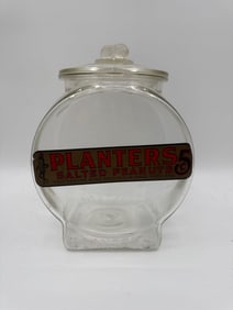Vintage Glass Apothecary - Planters Salted Peanut Jar with Lid