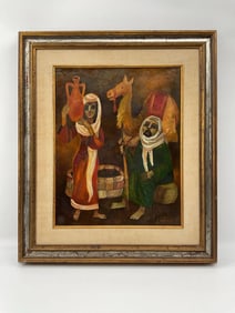 Desert Journey Middle Eastern Oil on Canvas painting.