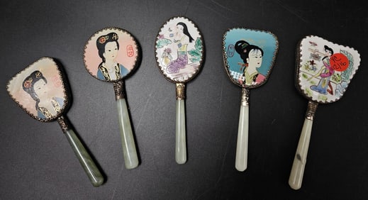 Set of 5 Asian Geisha Makeup Mirrors