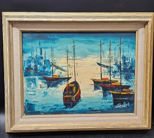 Decorative Landscape Oil Painting signed Corbier