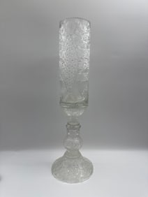 Tall Cut Glass Vase on Pedestal Base