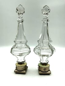 Pair of Clear Glass and Metal Wall Sconces