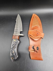 Handcrafted Full Tang Fixed Blade Knife with Leather Sheath