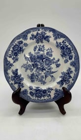 Johnson Bros Historic America Blue and White Plate with Stand
