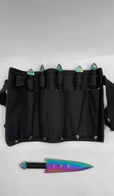 Six Target Master Rainbow Finish Throwing Knives with Sheath