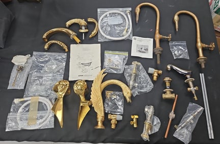 Collection of Decorative Brass Plumbing and Faucet Parts