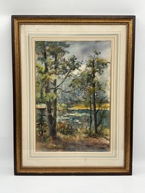 Landscape Watercolor attributed to Elmer Watchtel