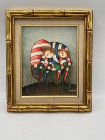 Clown Cyclists by Roybal Oil on Canvas