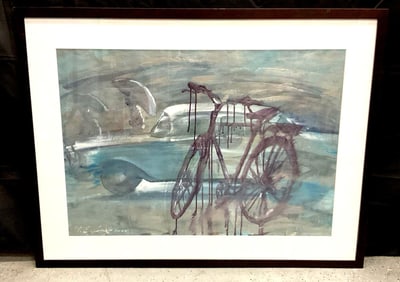 Bicicleta by Luis Enrique Camejo (Cuba, 1971) Metallic Acrylic on paper