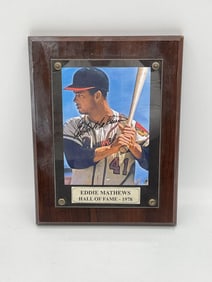 Eddie Mathews Signed Portrait Plaque