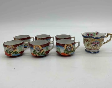 Set RARE of Japanese Satsuma  Cups - Hand Painted Japan Occupied