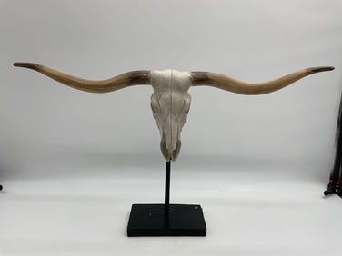 Decorative Longhorn Skull on Stand