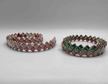 Vintage Woven Belts Made from Cigarette Packs by Prison Inmate