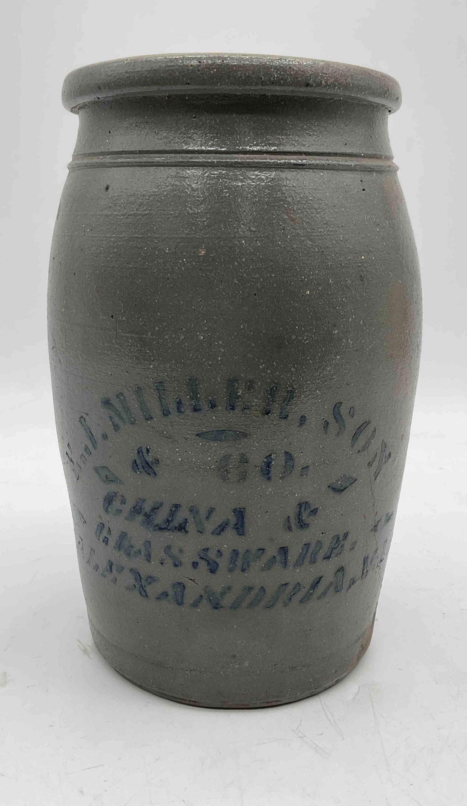 Antique Stoneware Advertising Crock – B.P. Miller, Son & Co. (1 of 4)