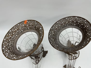 Pair of Bronze  Cornucopia Vases