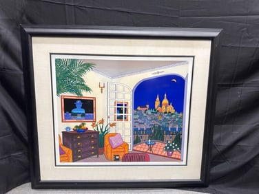 Interior with Cityscape by Fanch Ledan (France, b.1949) Serigraph