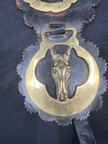 Vintage English Leather Horse Brass Belt - from Highland Arts Scotland- Western Isle