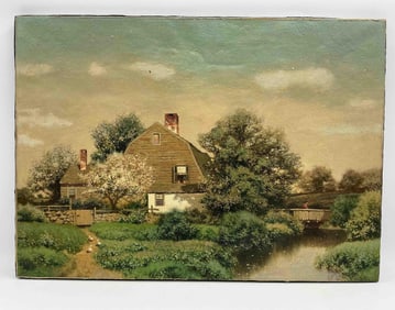 Countryside Cottage Landscape by Henry Pember Smith (American, 1854-1907)