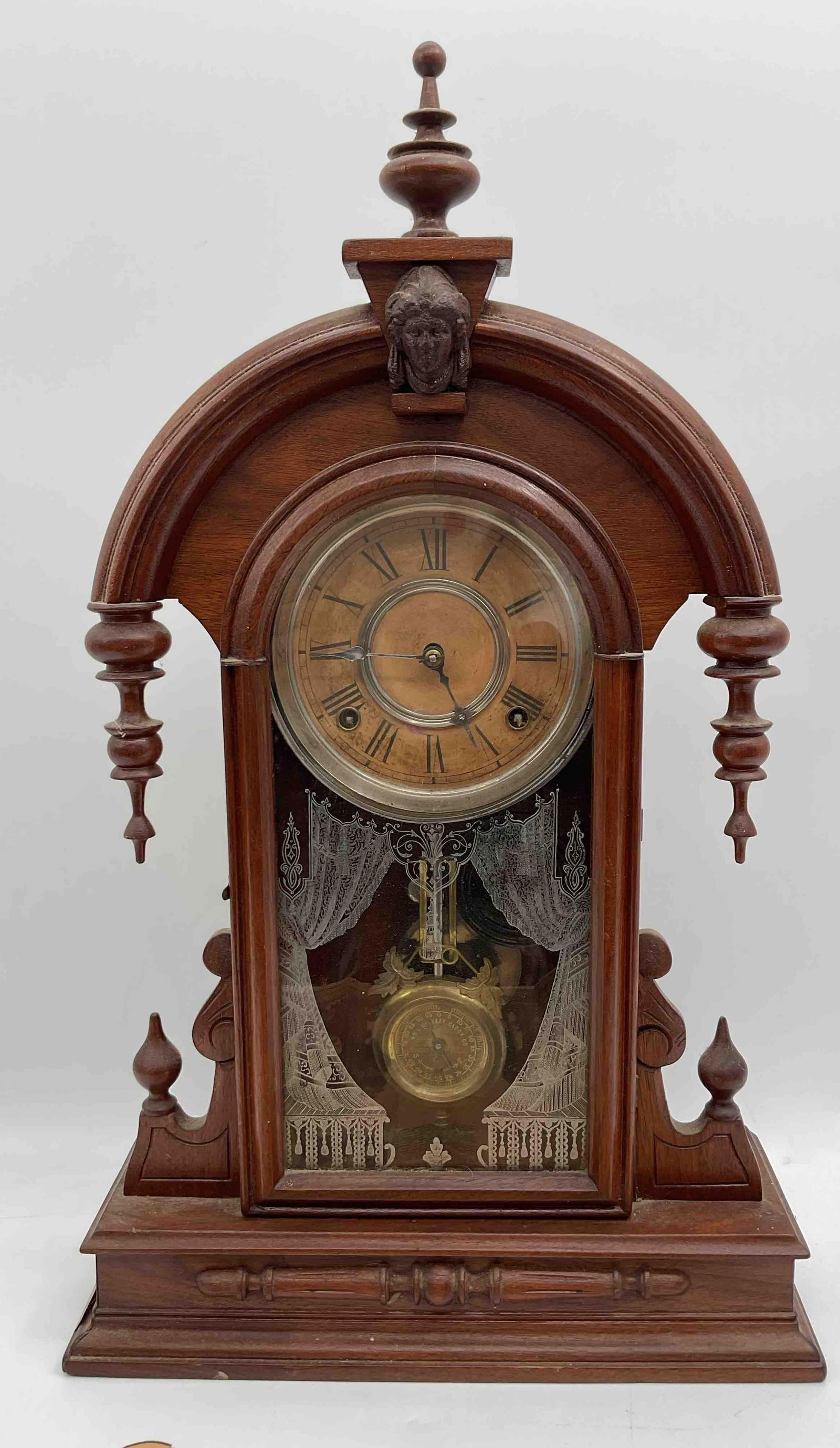 Victorian Striking 8-Day Alarm Mantel Clock with Wooden Case (1 of 9)