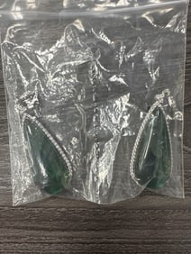 18kt White Gold Diamond & Tourmaline Earrings