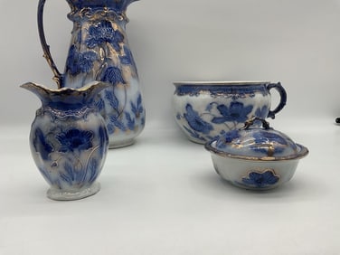 CWS Blue and White Porcelain Wash Basin Set
