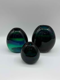 Contemporary Romanian Hand Blown Art Glass Vases