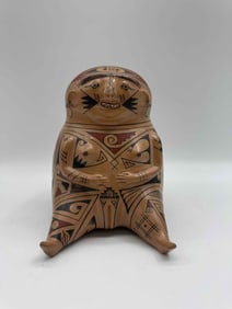 Mexican Seated Pottery Figure by Andres Villalba
