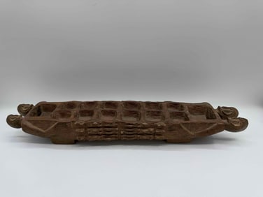 Hand Carved African Wood Mancala Game Board