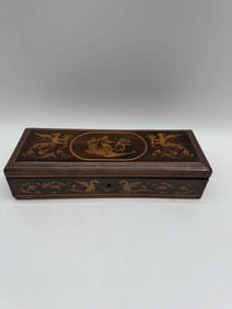 Inlaid Marquetry Box with Red Velvet Interior