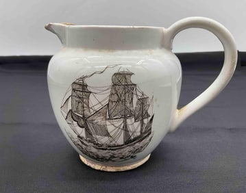A "Ship Caroline" Creamware Liverpool Jug.