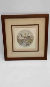 Originsl etching by Ed Gifford, titled "Along paint creek". Colored by the artist.