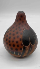 Peruvian Hand-carved gourd. Signed   by artist