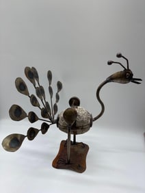 Vintage Metal Peacock Sculpture