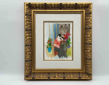 "Sullen Afernoon" by Itzchak Tarkay (Serbia, 1935-2012) Mixed Media