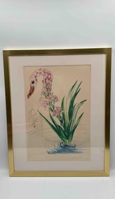 "Water-Hibiscus with Swan" by Salvador Dali (Spain, 1904-1989) Etching