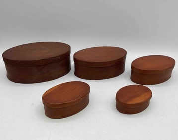 Set of Five Shaker Style Wooden Boxes